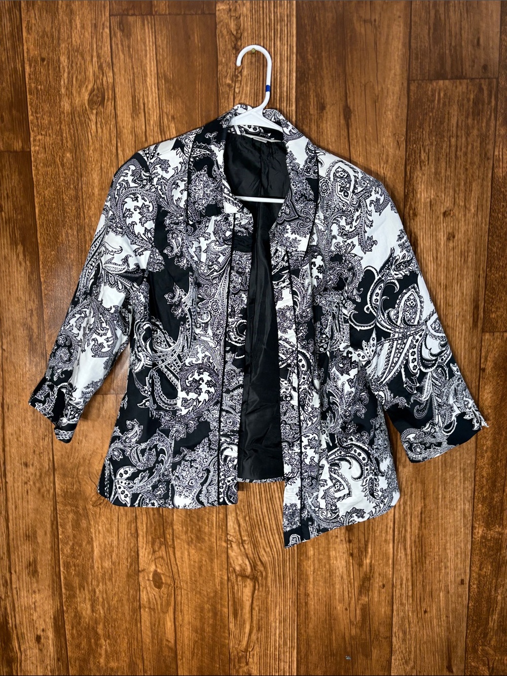Christopher & Banks Black and White Paisley Blazer